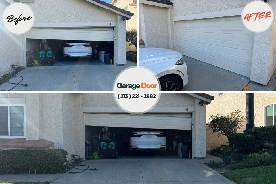 Before and after: garage door repair Floral Park, NY